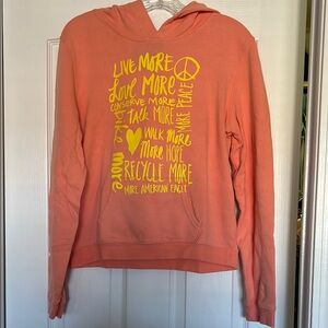 American Eagle Coral Hoodie with Yellow Graphic